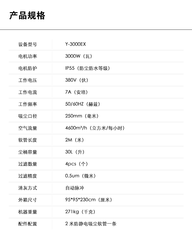 御衛仕防爆除塵器Y-3000EX